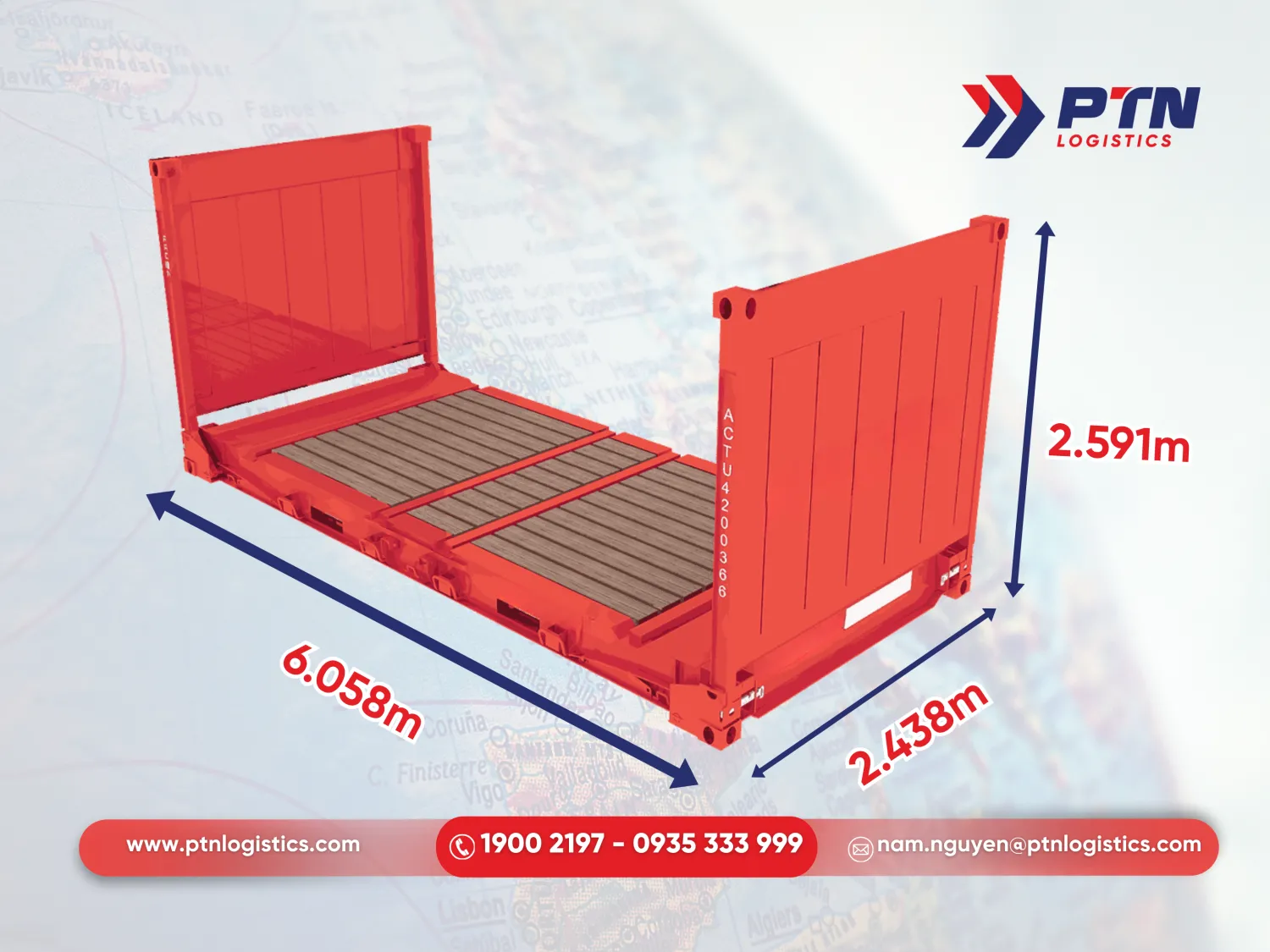 Flat rack container 20'