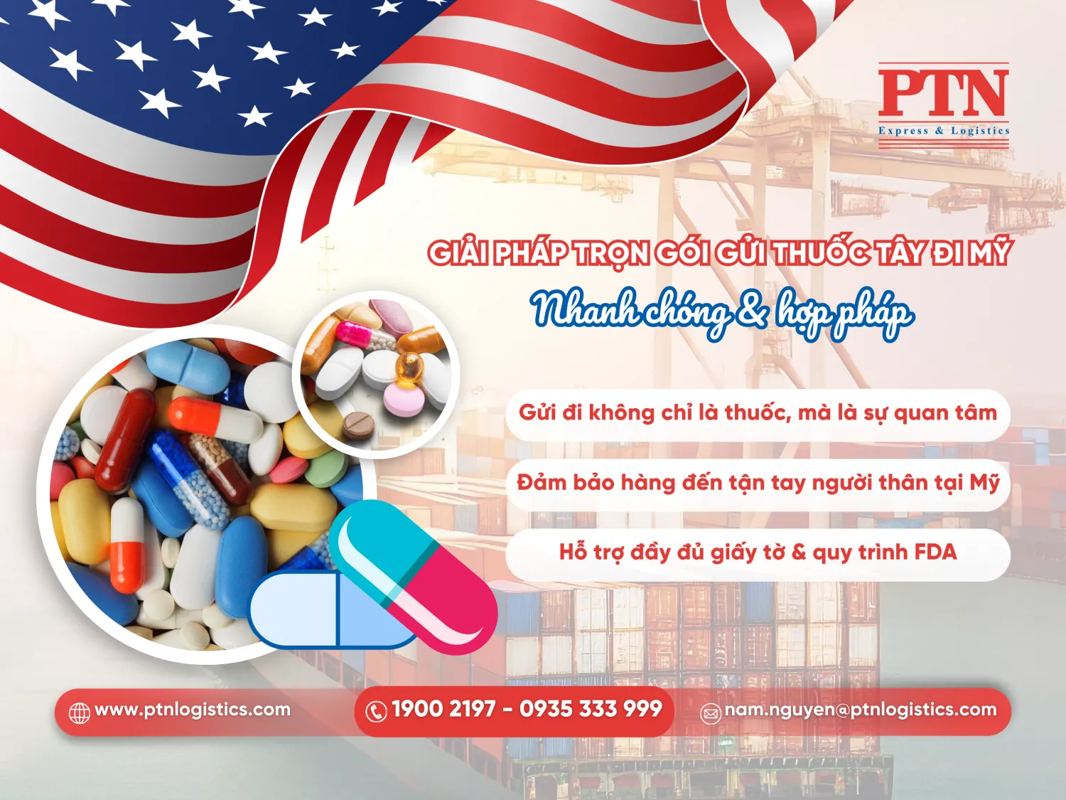 Giải pháp trọn gói gửi thuốc tây đi Mỹ