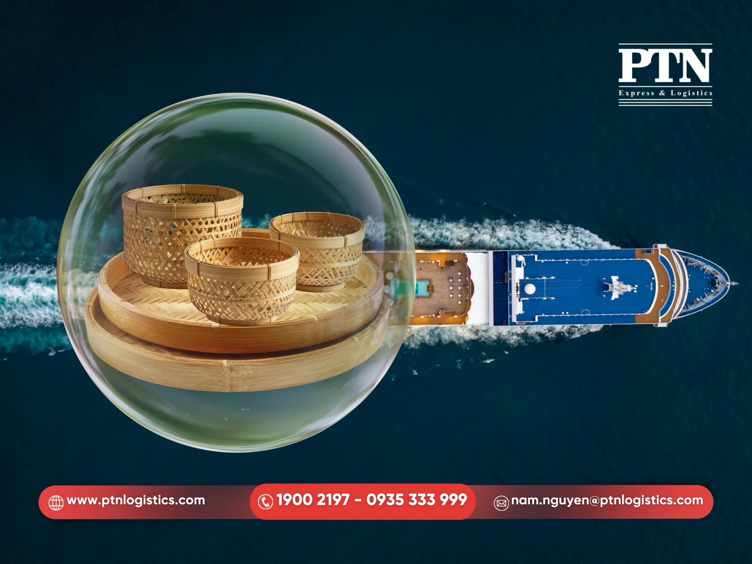 Gửi mây tre đan lá đi Mỹ bằng đường biển