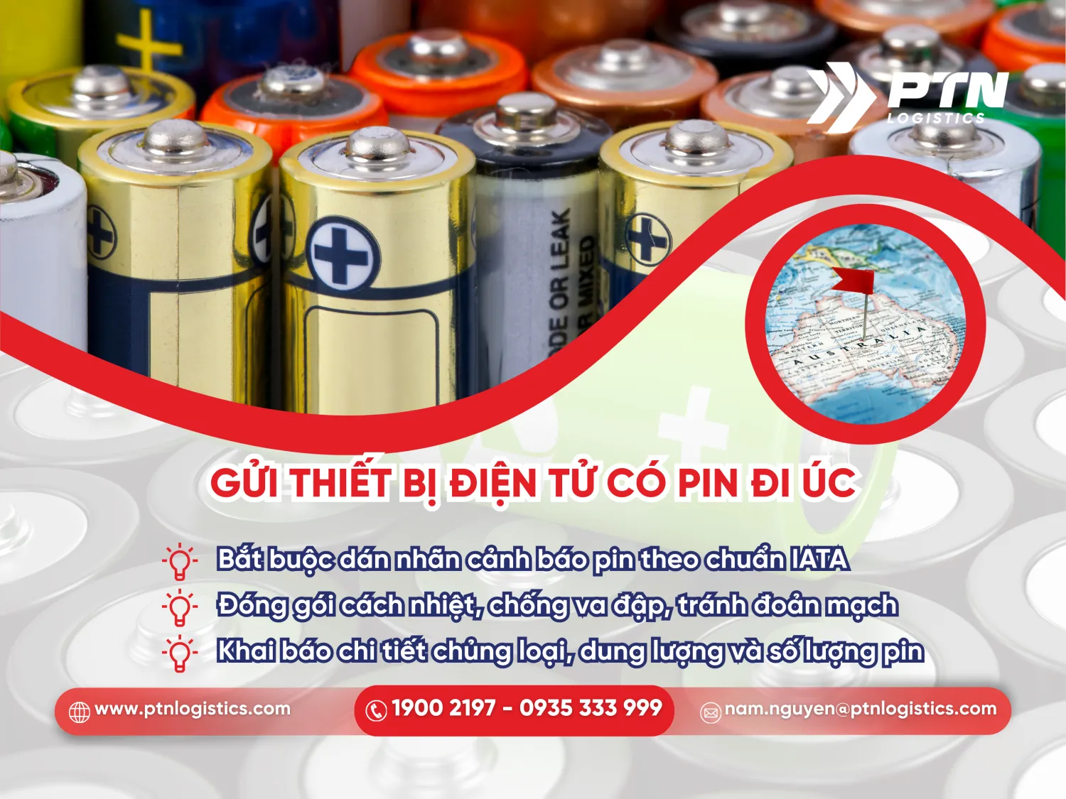 Gửi thiết bị điện tử có pin đi Úc từ Việt Nam