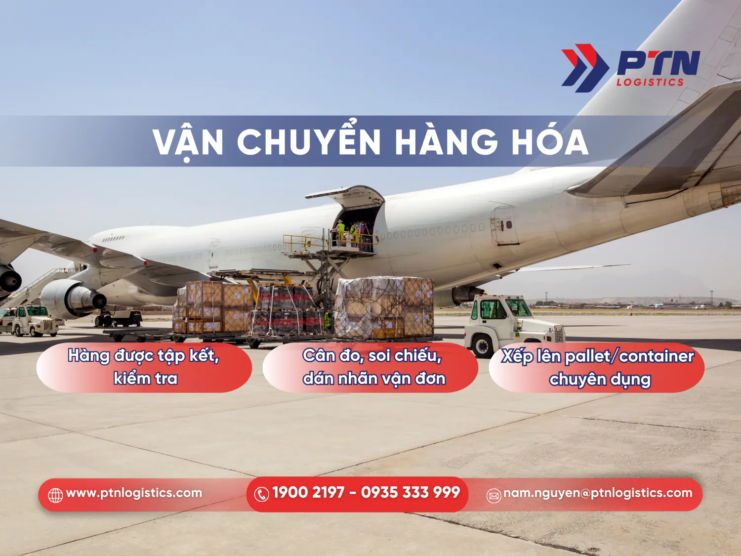 Hãng hàng không tiến hành vận chuyển hàng 