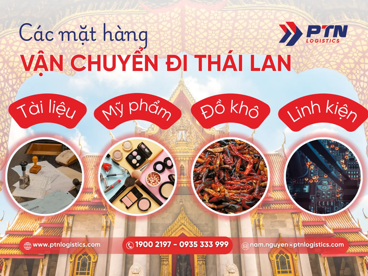 Mặt hàng thường vận chuyển đi Thái Lan