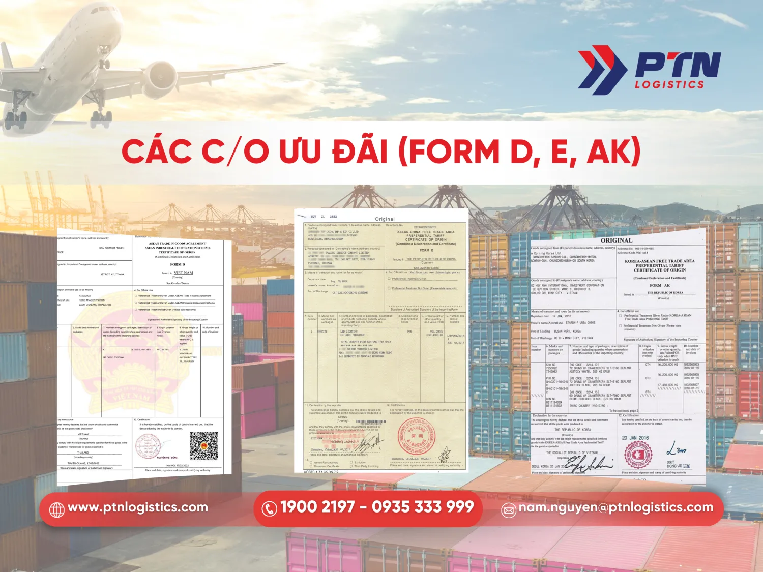Một số C/O ưu đãi
