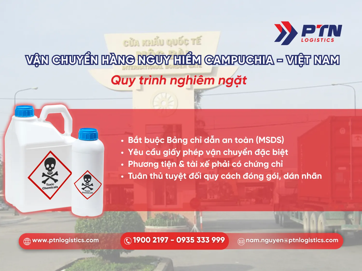 Nhập hàng hóa chất nguy hiểm đi Campuchia