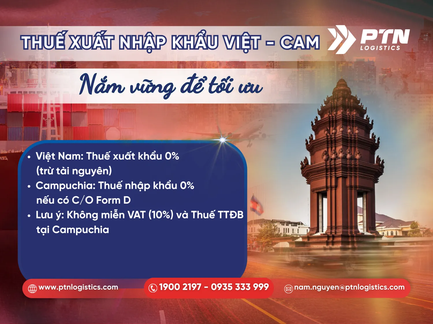Những loại thuế khi gửi hàng đi Campuchia