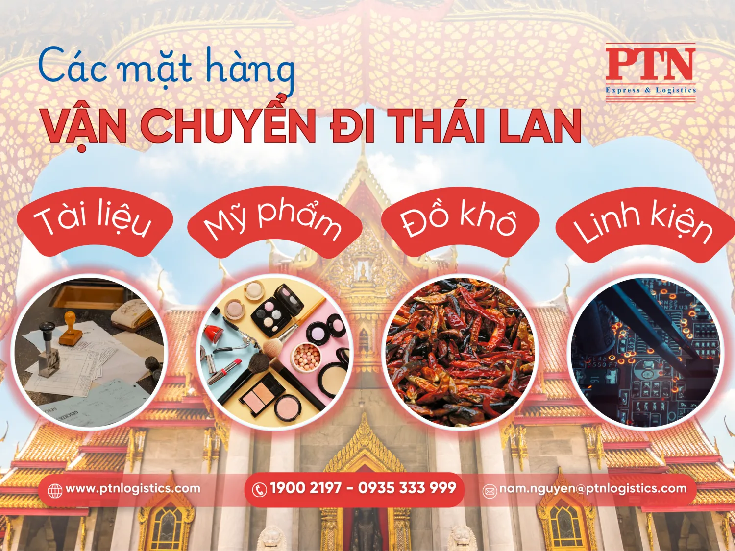 Những mặt hàng thường vận chuyển đi Thái Lan