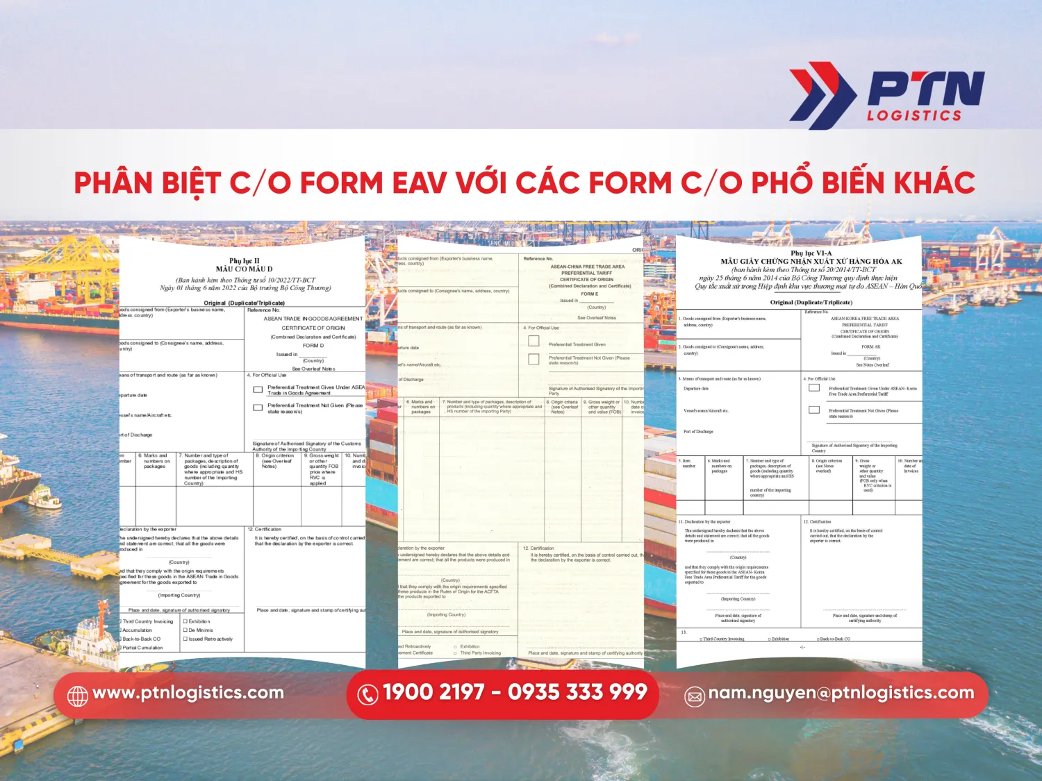 Phân biệt C/O Form EAV với các loại C/O khác