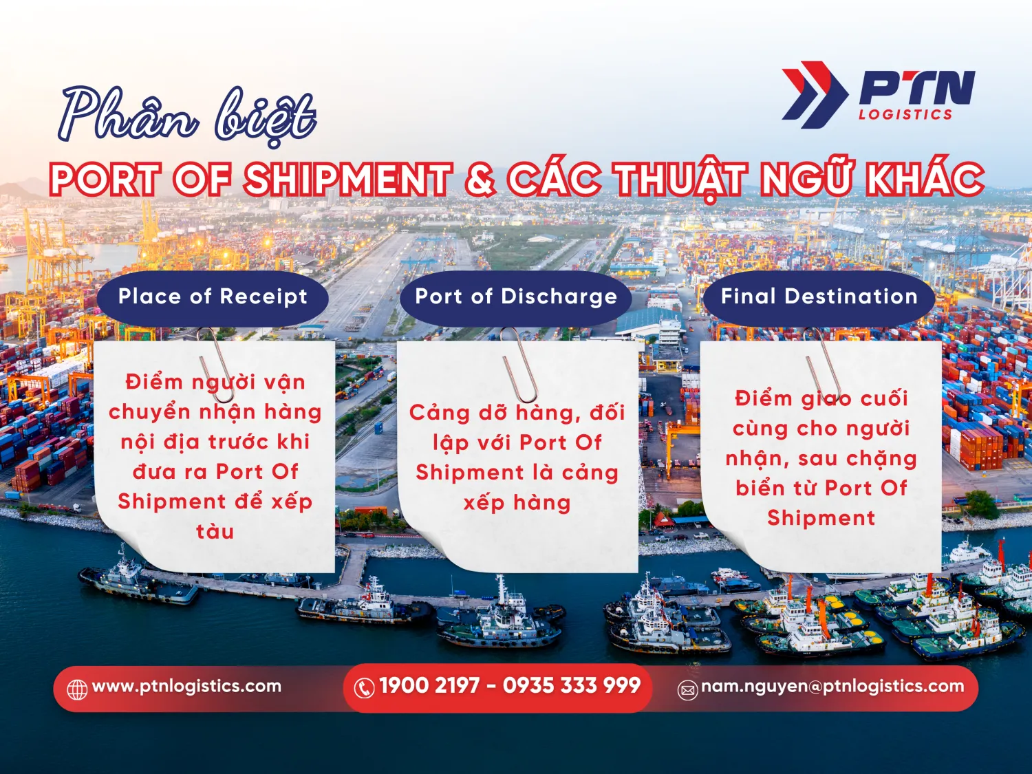 Phân biệt thuật ngữ port of shipment với các thuật ngữ khác