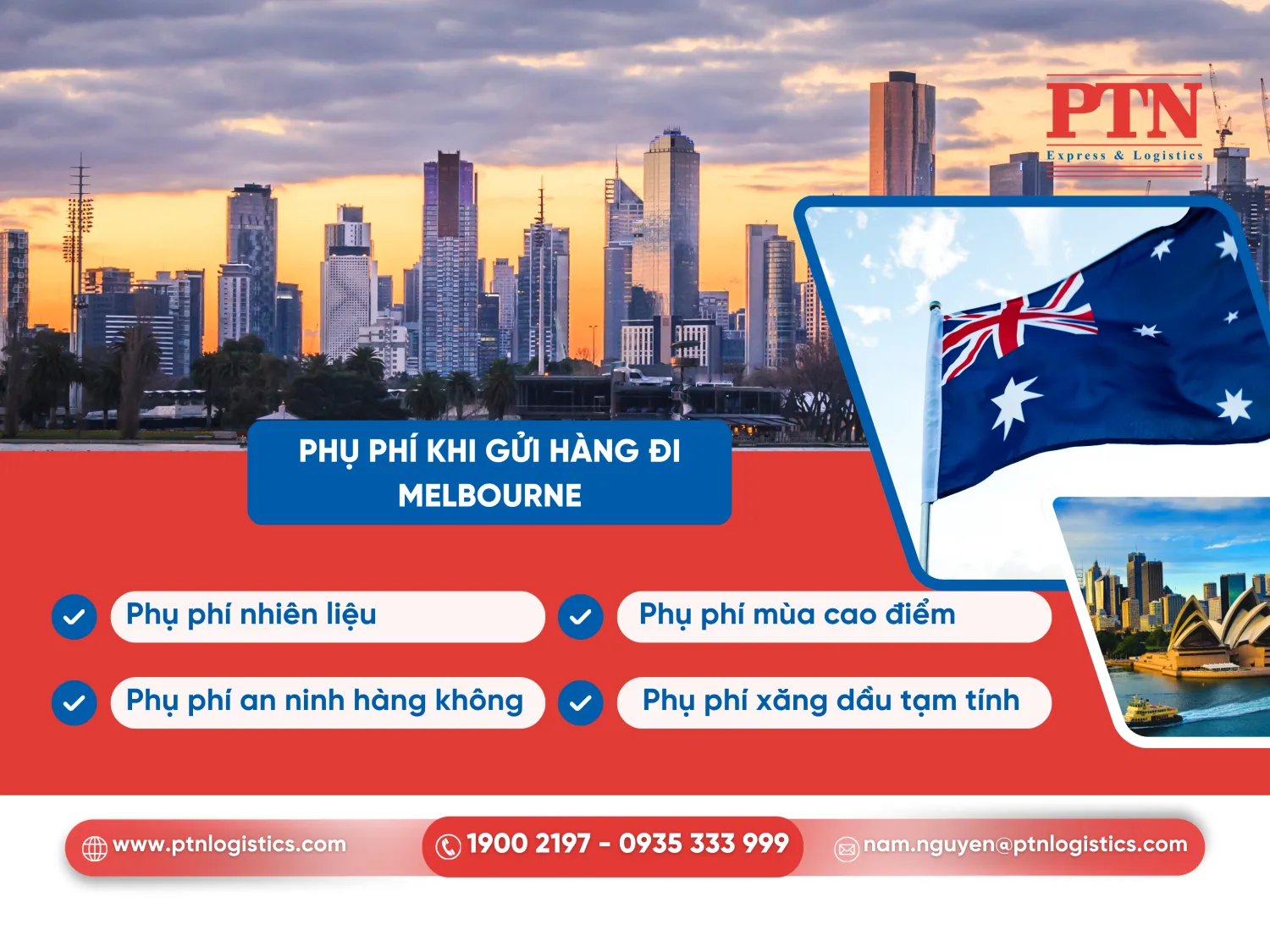Phụ phí khi gửi hàng đi Melbourne