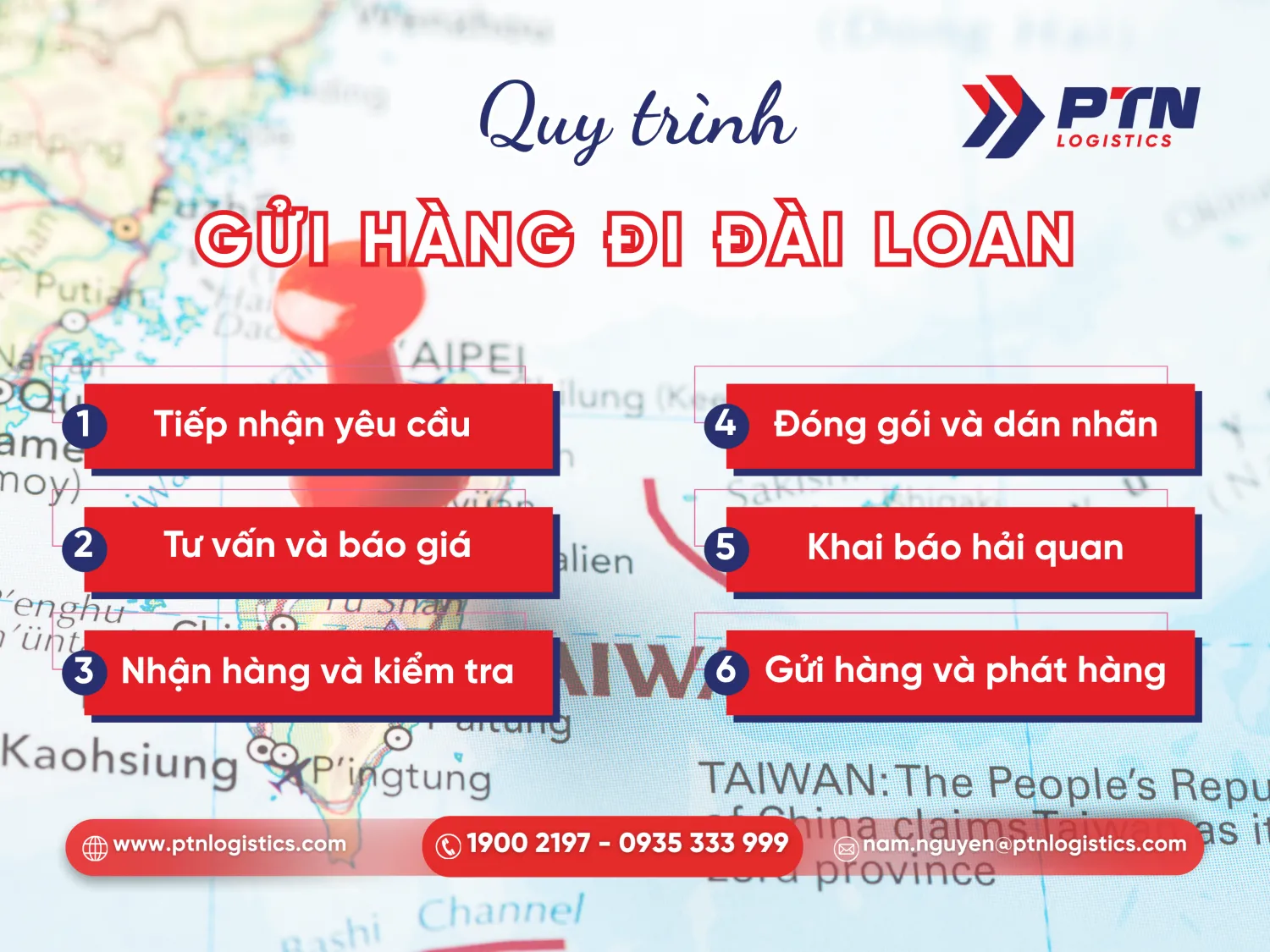 Quy trình các bước vận chuyển hàng đi Đài Loan