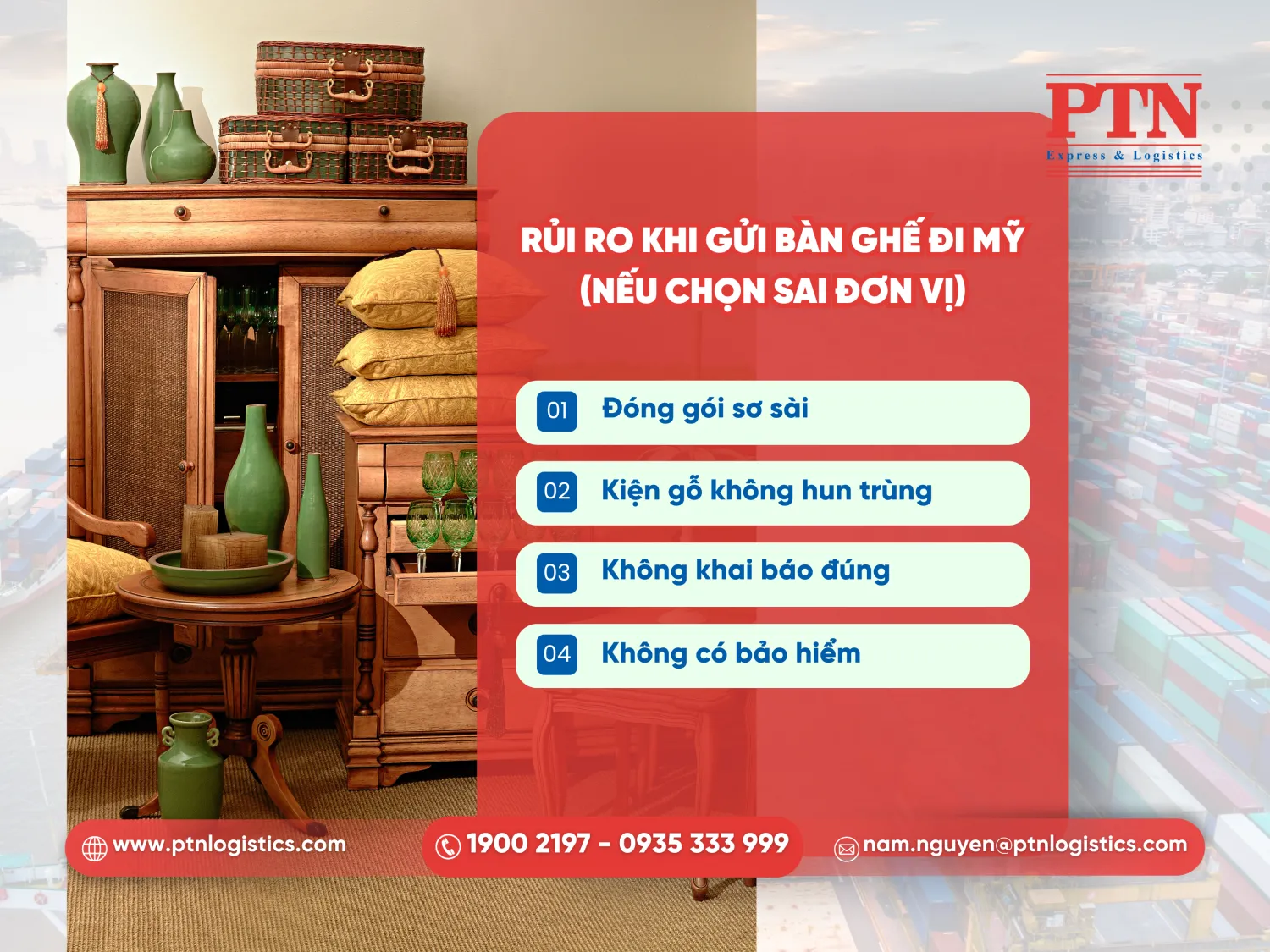 Rủi ro khi gửi bàn ghế đi Mỹ
