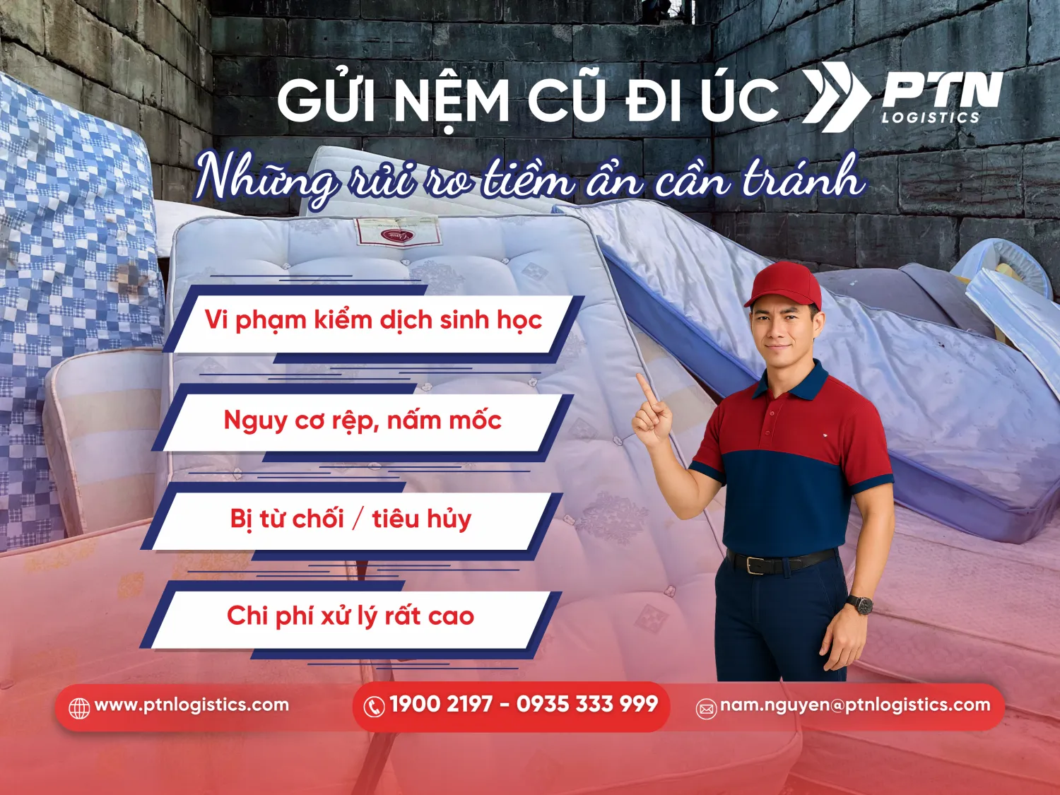 Rủi ro khi gửi nệm cũ đi Úc