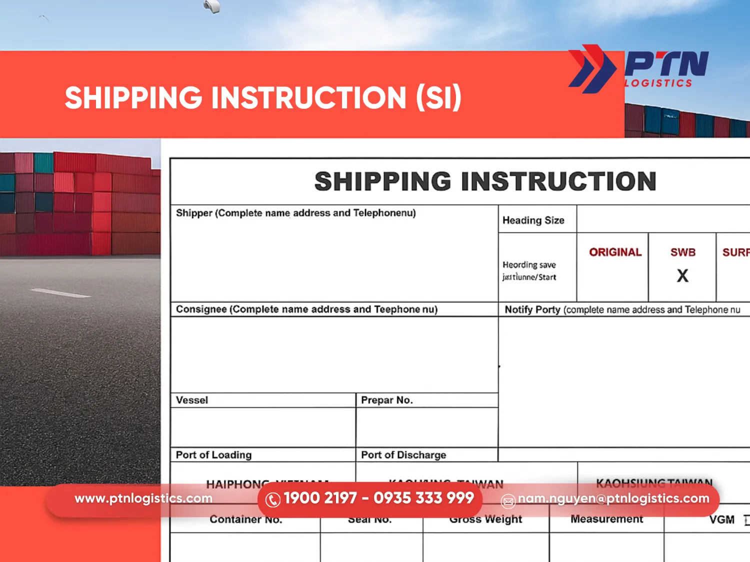 Shipping instruction