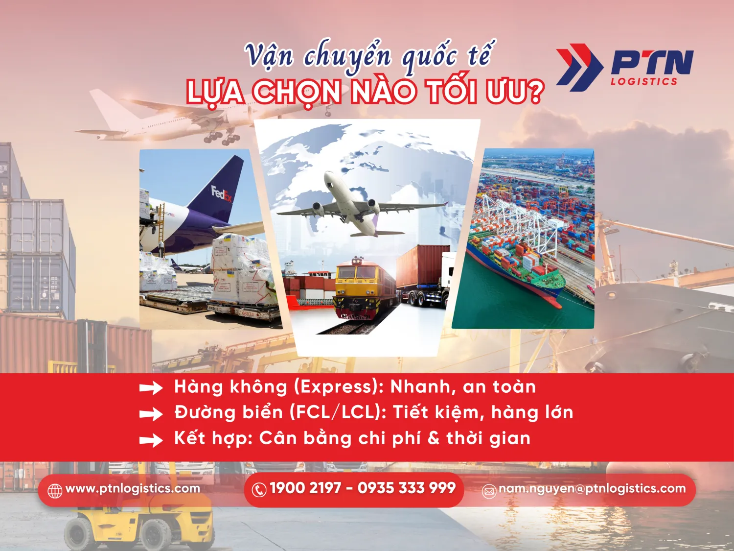 So sánh giữa các phương thức vận chuyển