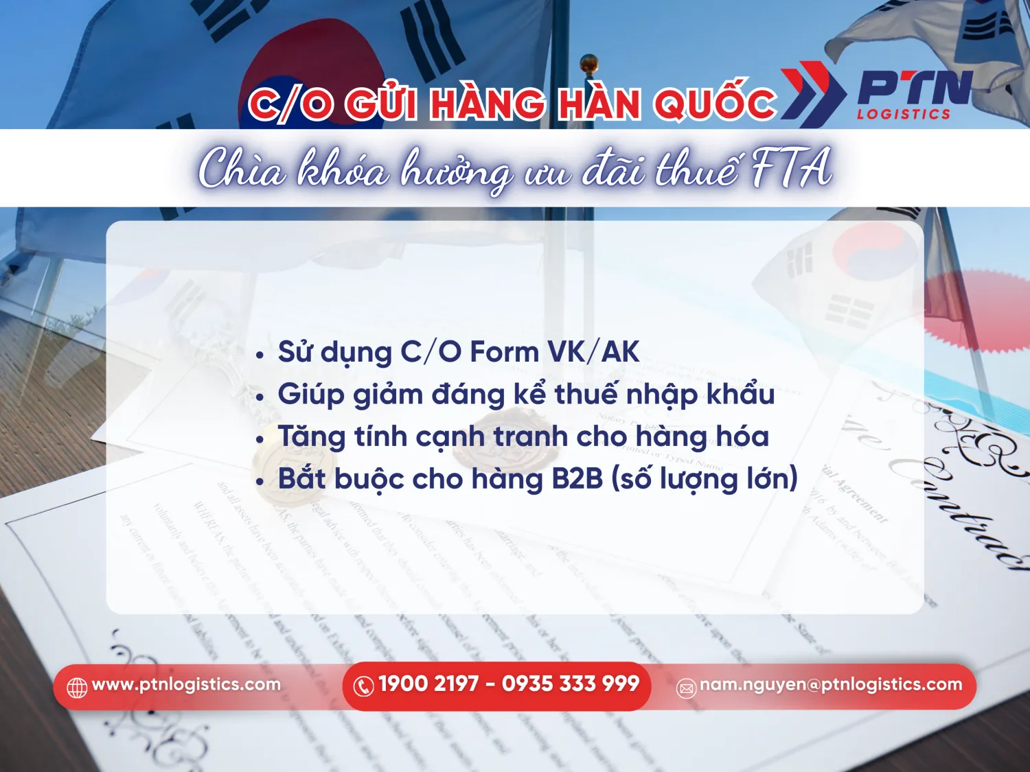 Sử dụng giấy C/O khi gửi trái cây đi Hàn Quốc
