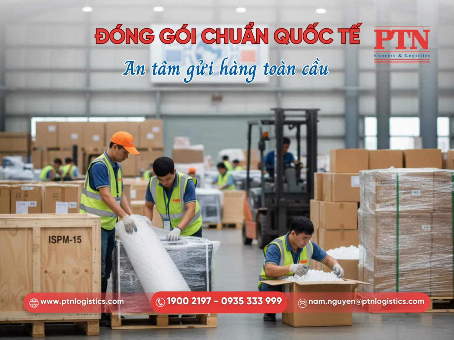 Tiến hành đóng gói bảo vệ hàng hóa