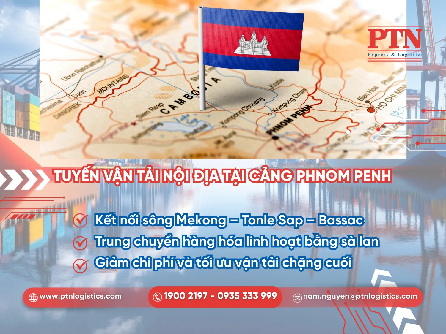 Tuyến vận tải nội địa cảng Phnom Penh