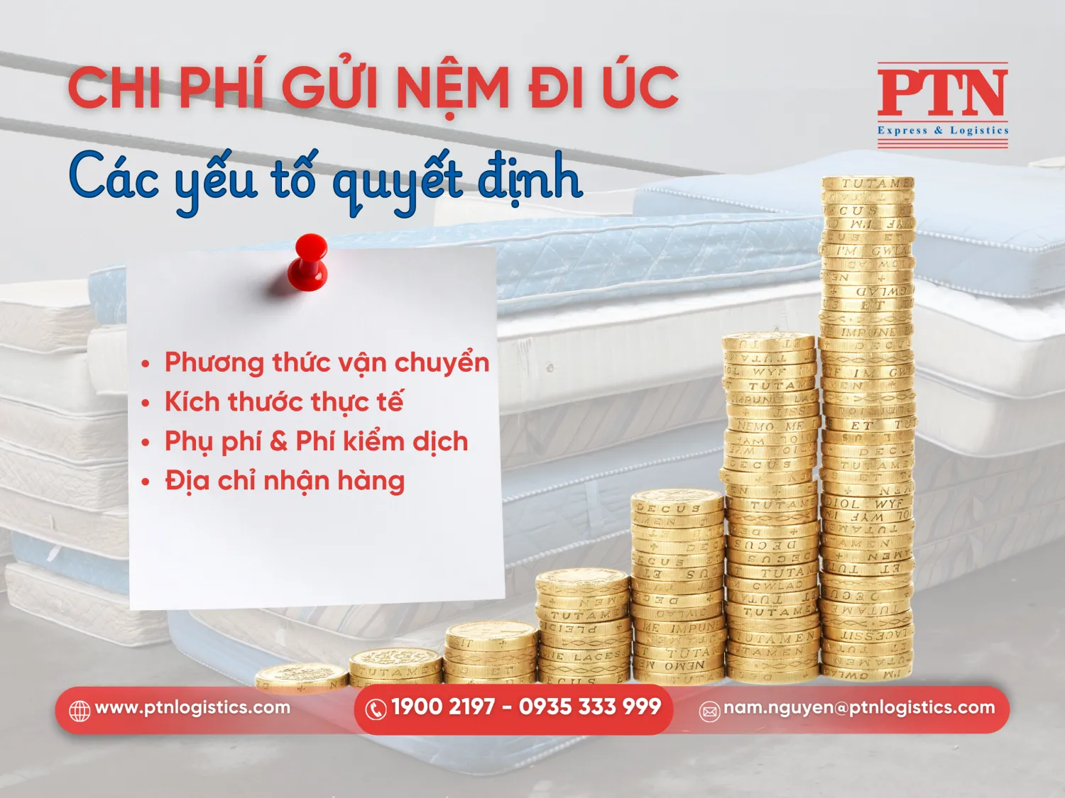 Yếu tố ảnh hưởng đến chi phí gửi nệm