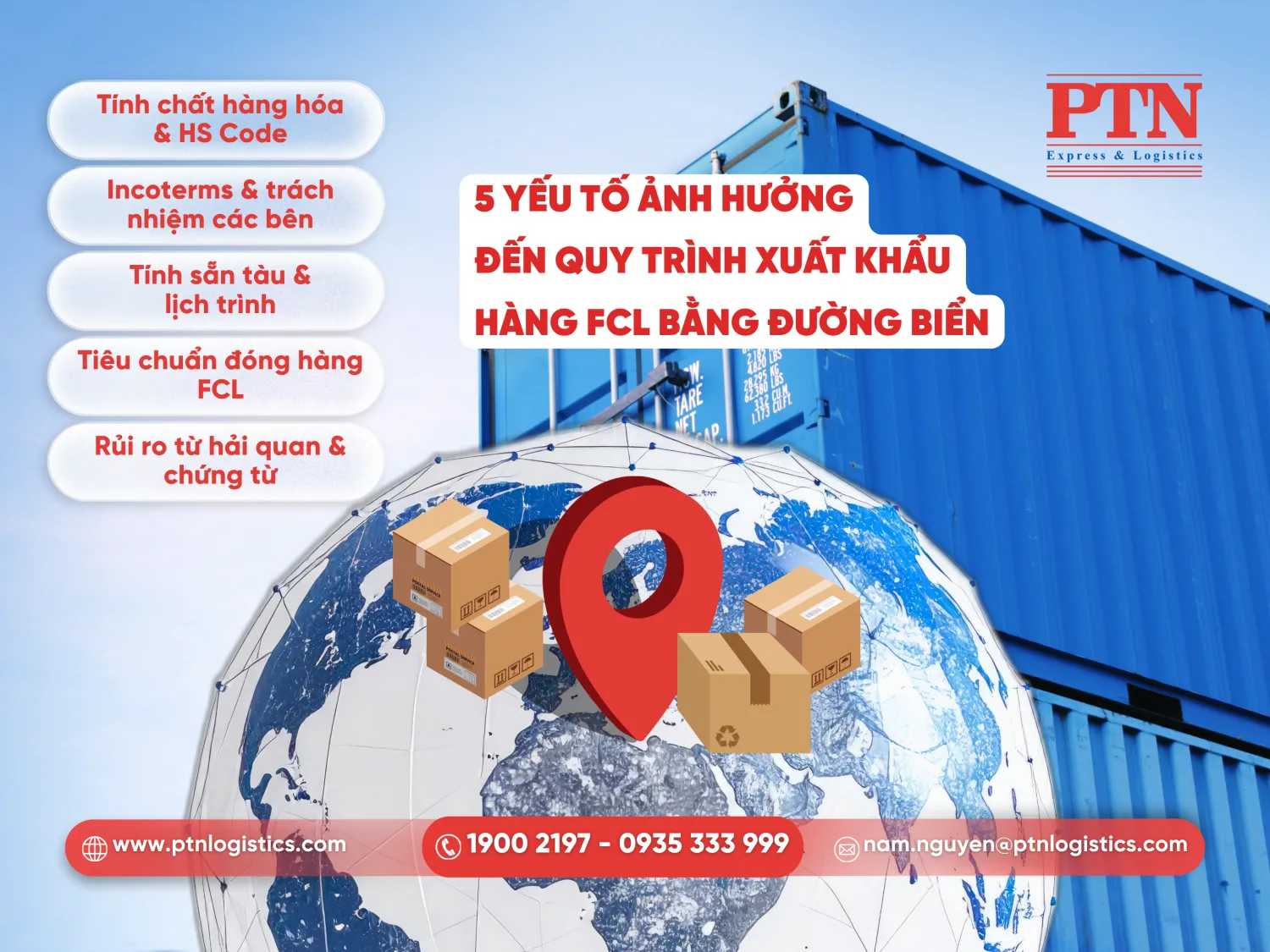 5 yếu tố ảnh hưởng đến quy trình xuất khẩu hàng FCL bằng đường biển