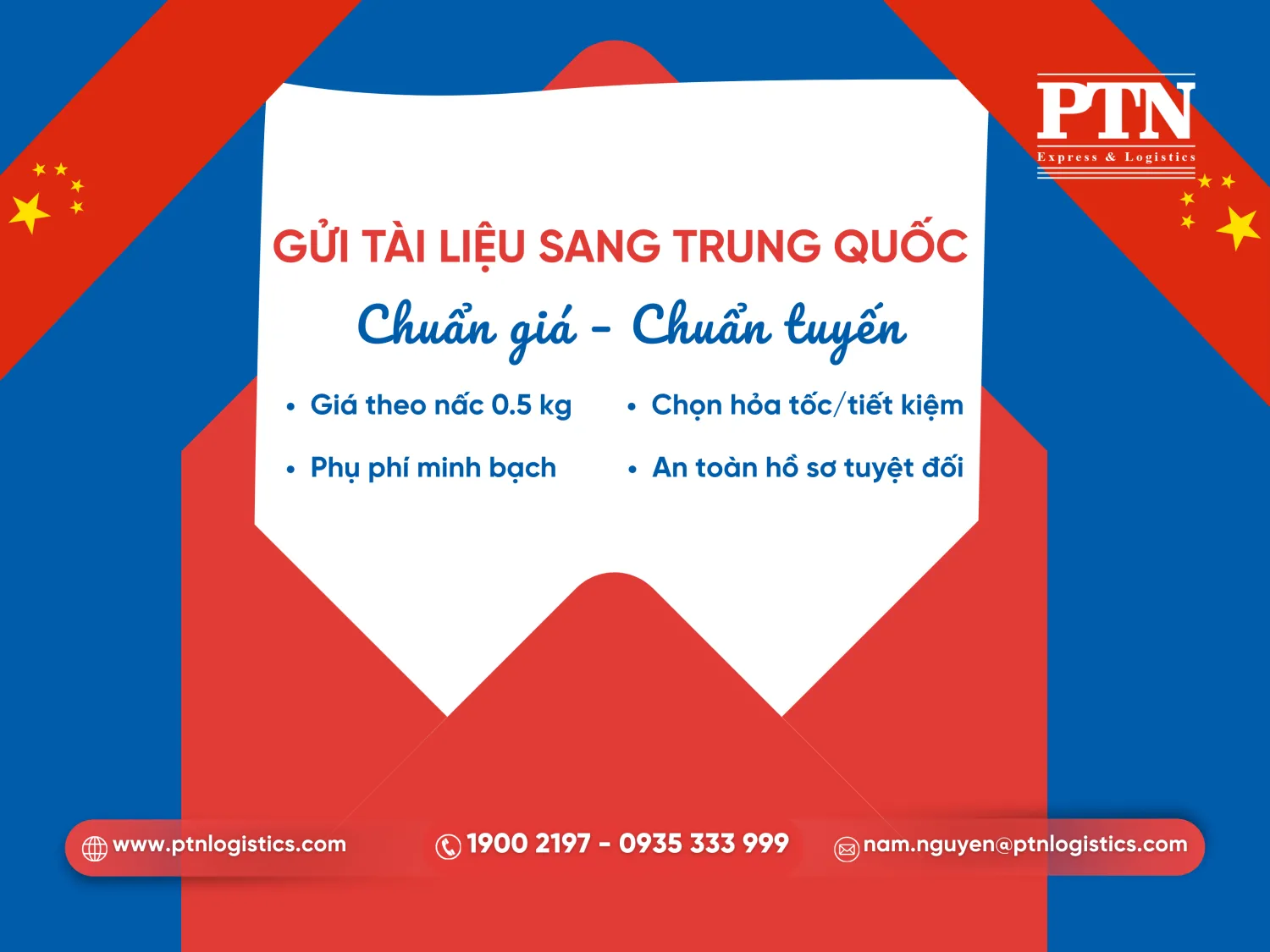Bảng giá gử thư đi Trung Quốc