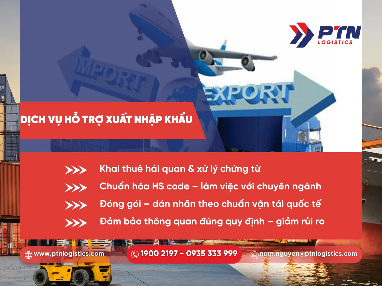 Các dịch vụ hỗ trợ xuất nhập khẩu