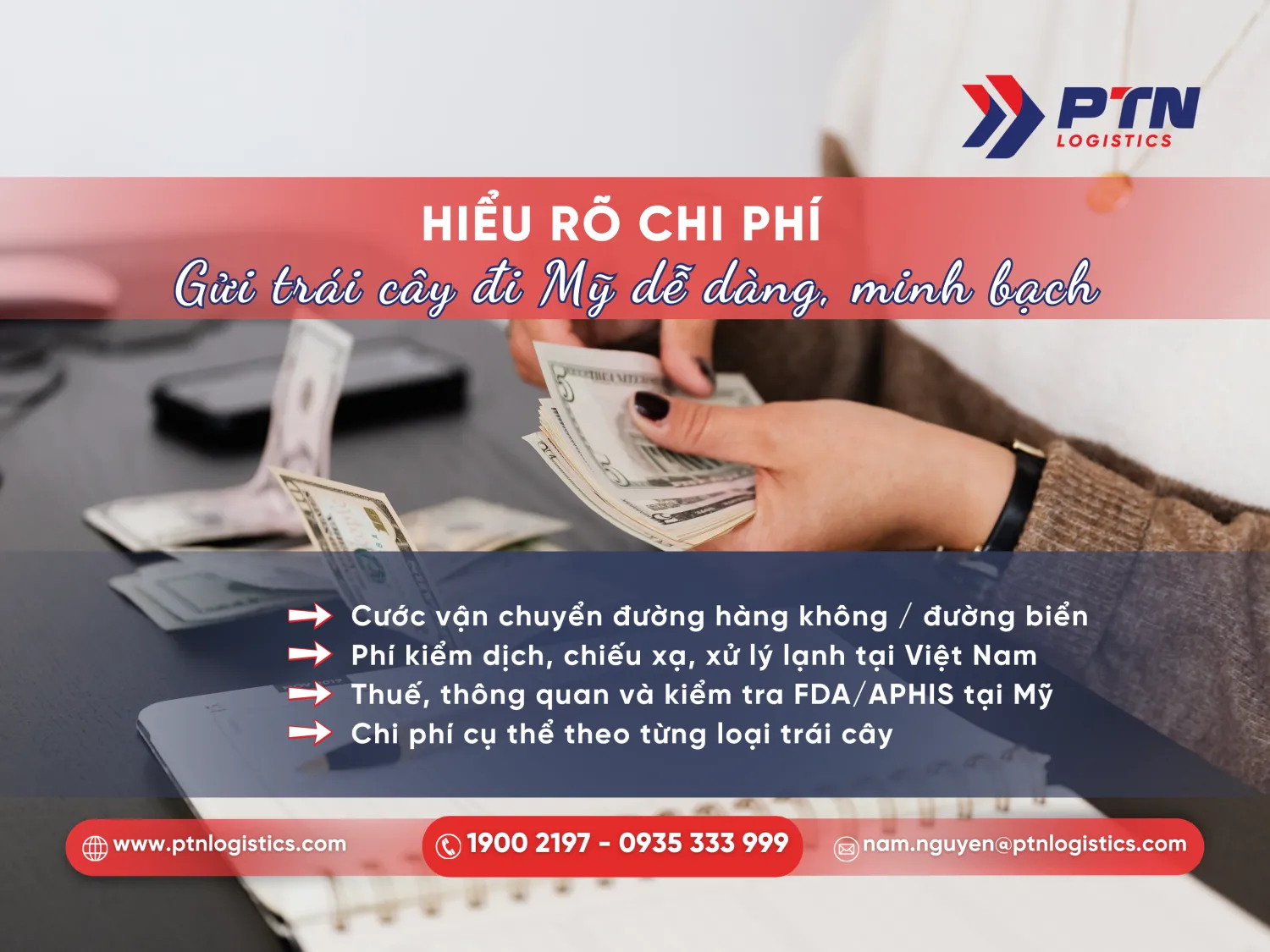 Các yếu tố cấu thành chi phí khi gửi trái cây đi Mỹ