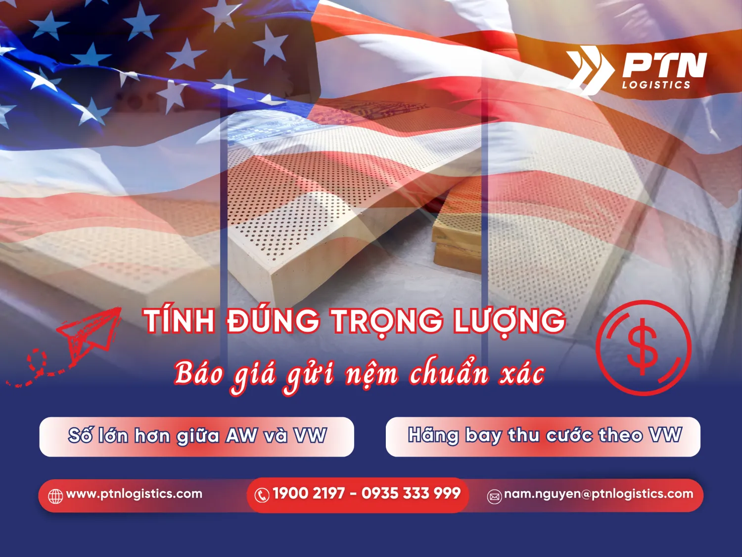 Cách tính chi phí gửi nệm kymdan đi Mỹ