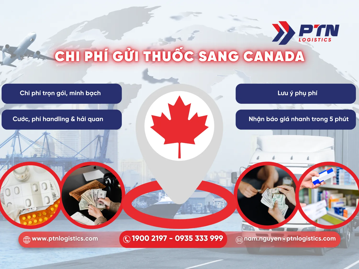 Chi phí dịch vụ gửi thuốc tây đi Canada