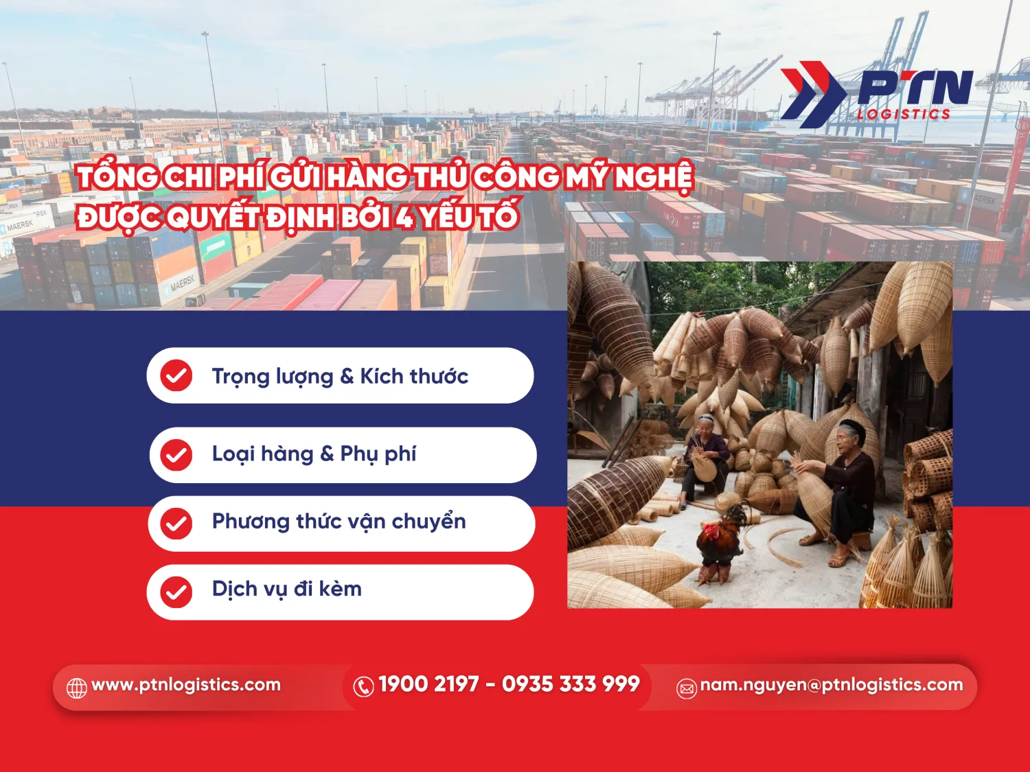 Chi phí gửi hàng thủ công mỹ nghệ được quyết định bởi 4 yếu tố
