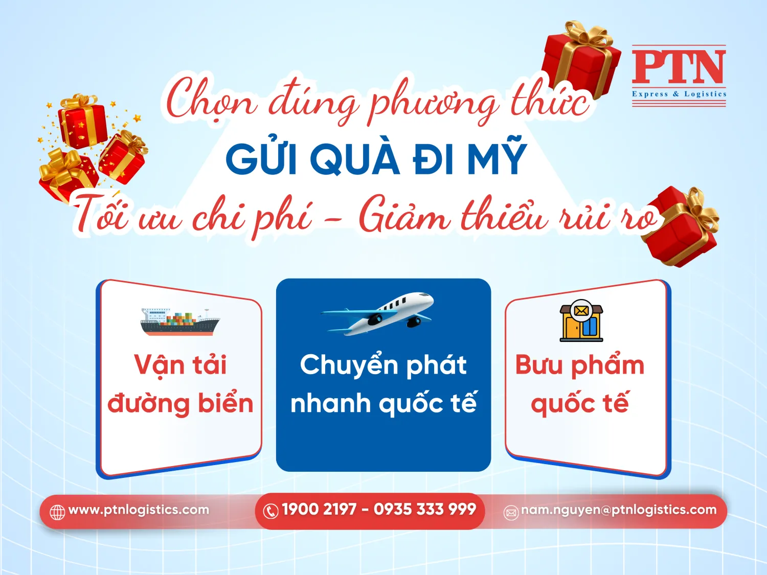 Chọn hình thức gửi hàng đi Mỹ