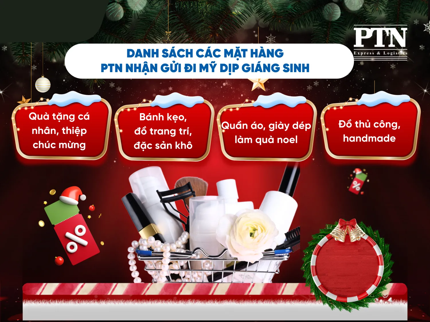 Danh sách các mặt hàng PTN nhận gửi đi Mỹ dịp giáng sinh