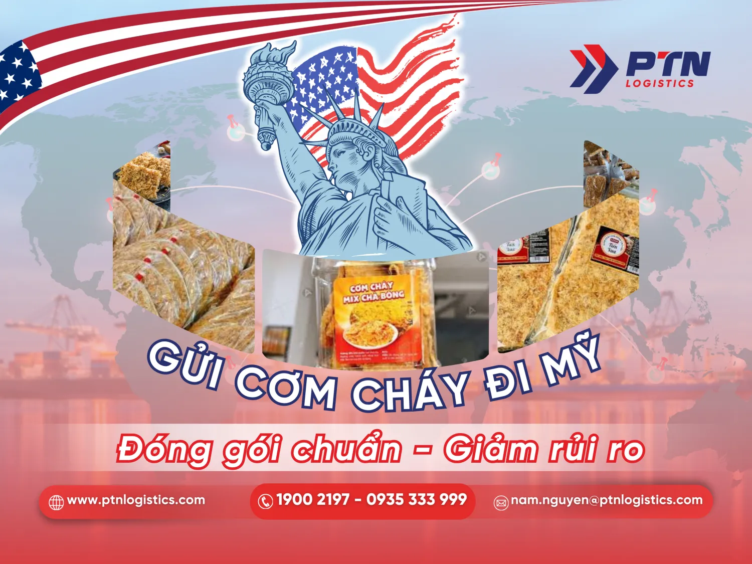 Dịch vụ gửi cơm cháy đi Mỹ