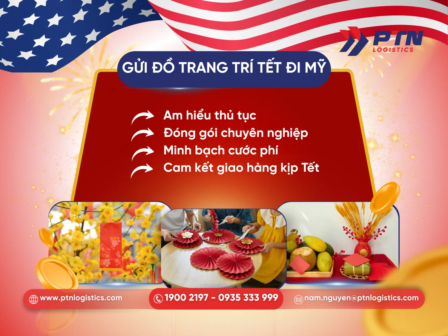 Dịch vụ gửi đồ trang trí tết đi Mỹ