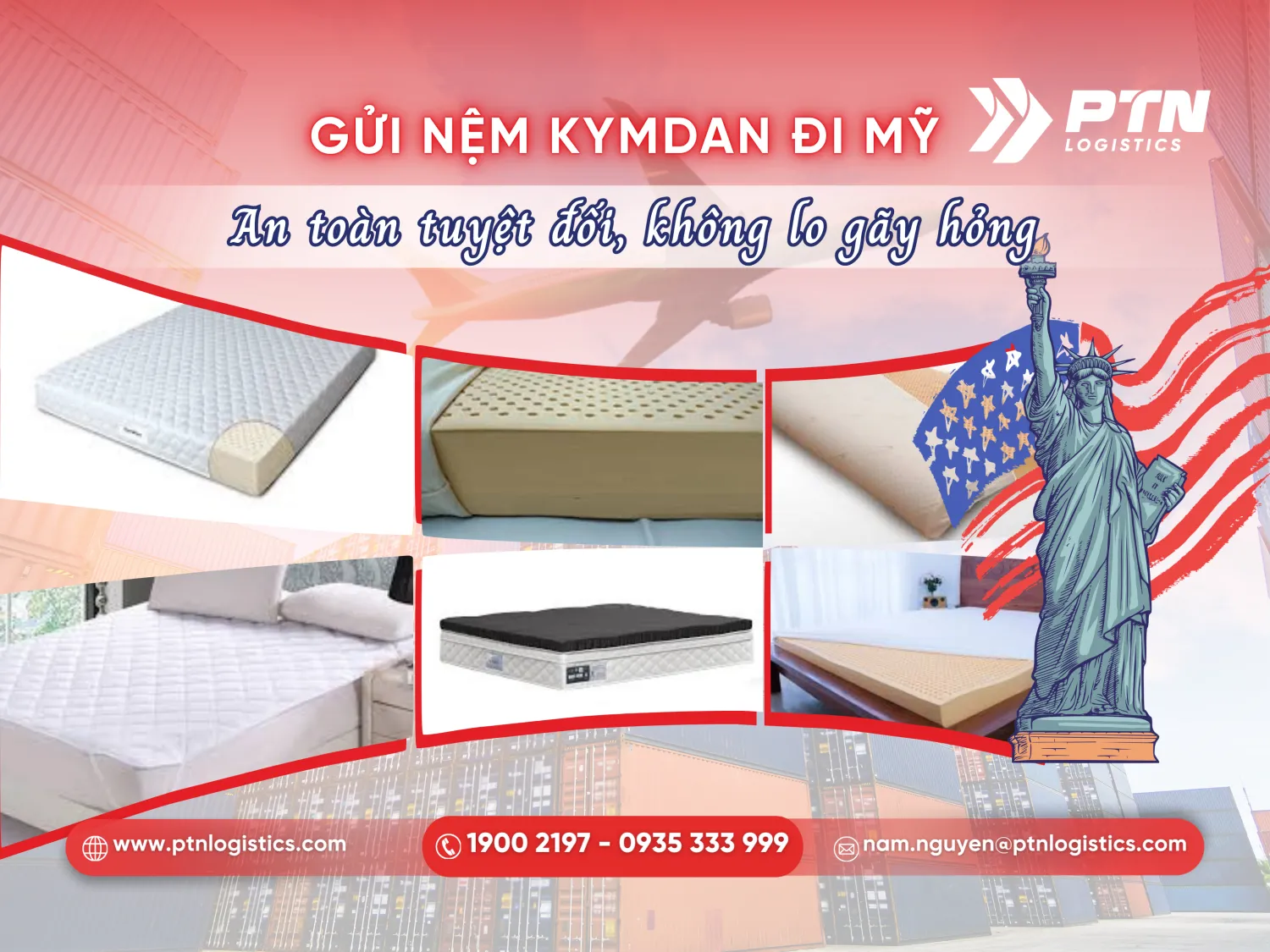 Dịch vụ gửi nệm kymdan đi Mỹ