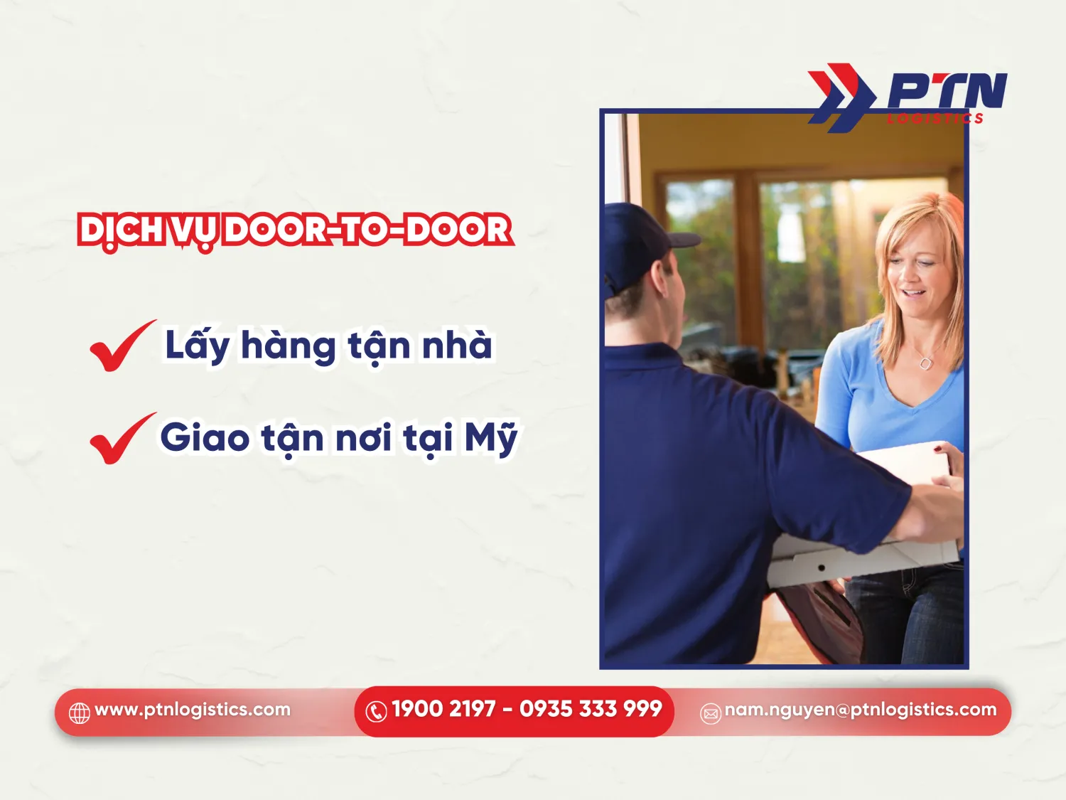 Dịch vụ trọn gói Door-to-Door khi gửi bánh mứt đi Mỹ