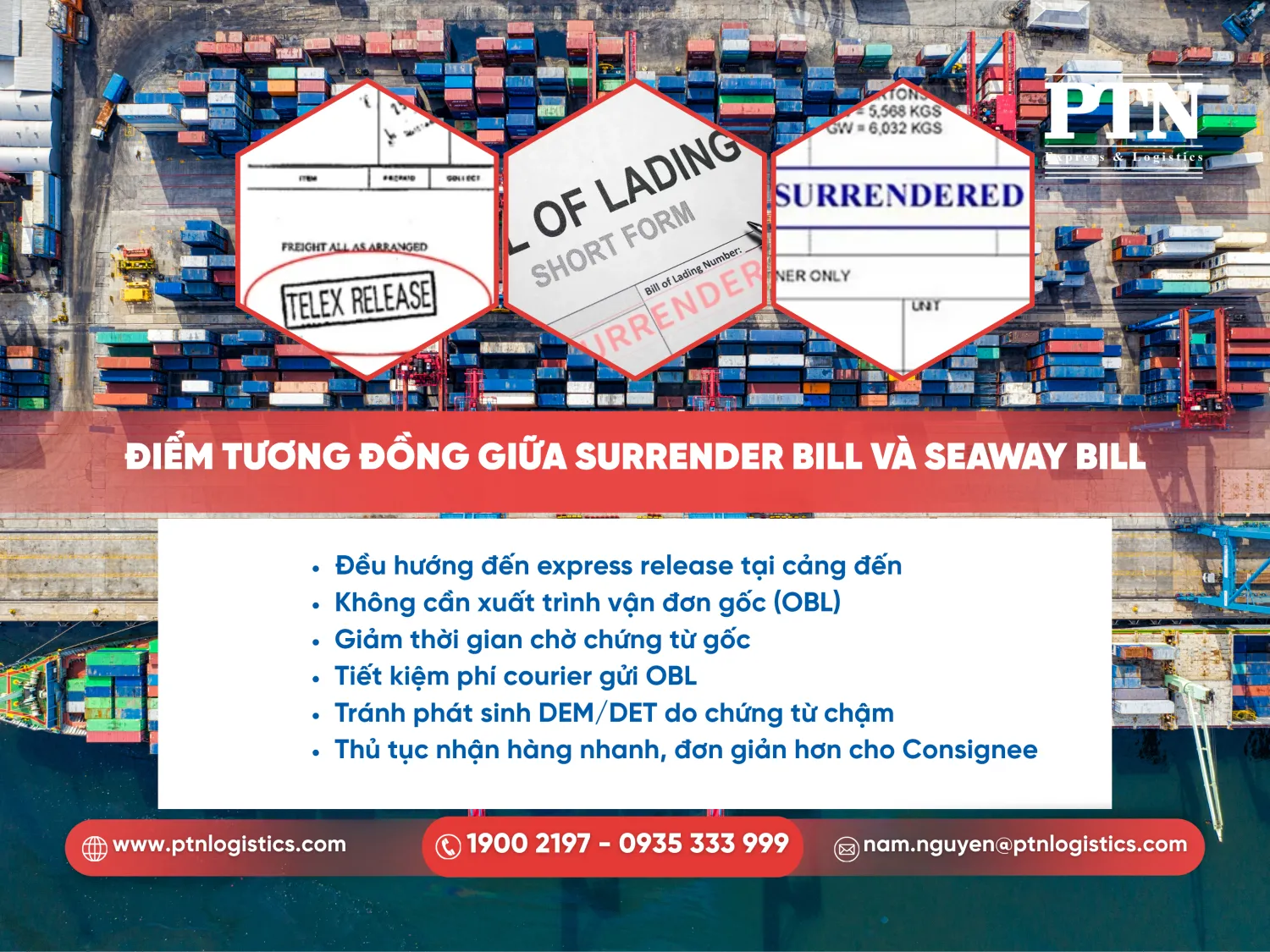 Điểm tương đồng giữa Surrender bill và seaway bill
