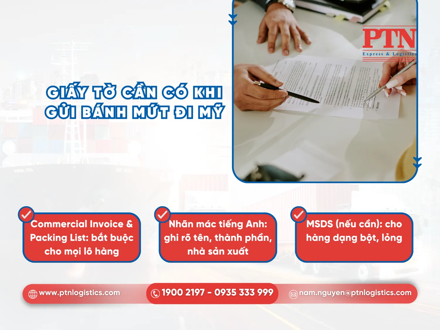 Giấy tờ cần có khi gửi bánh mứt đi Mỹ