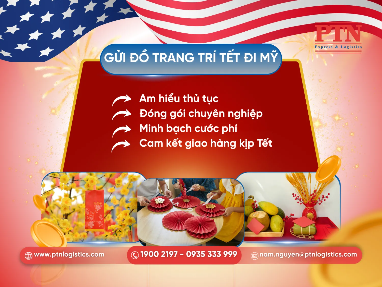 Gửi đồ trang trí Tết đi Mỹ