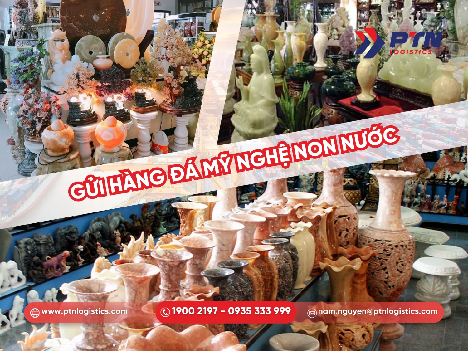 Gửi hàng đá mỹ nghệ, non nước đi Mỹ