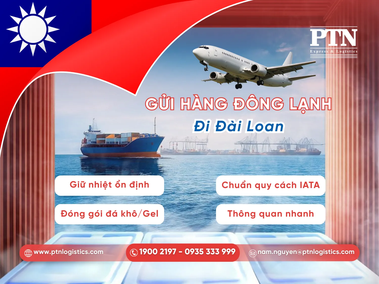 Gửi hàng đông lạnh đi Đài Loan