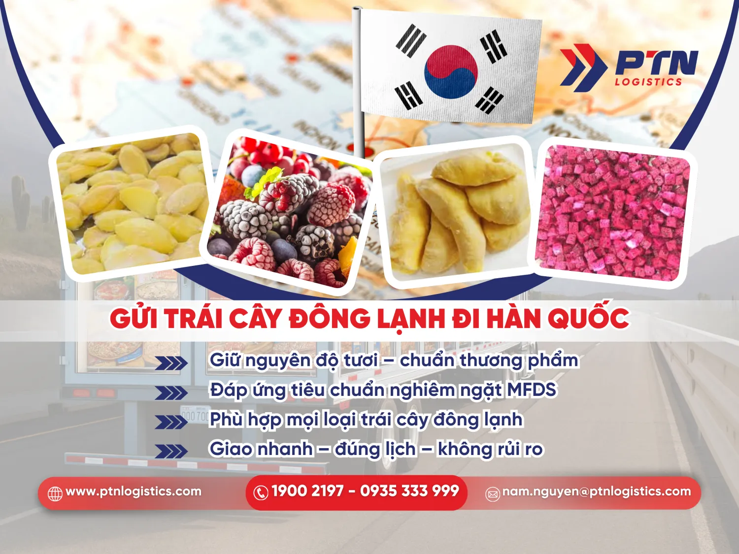Gửi hàng là trái cây đông lạnh đi Hàn Quốc