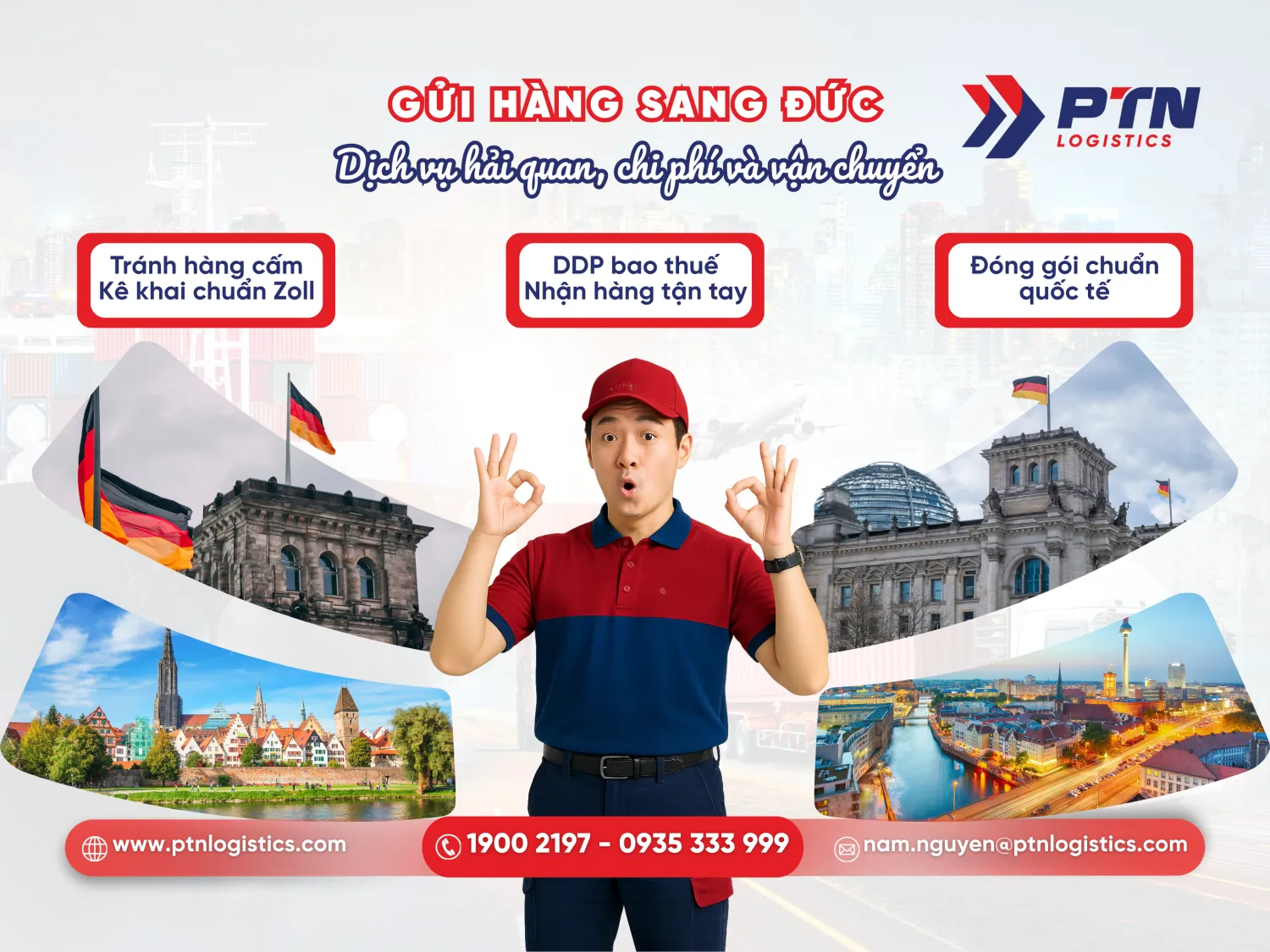 Gửi hàng sang Đức dịch vụ hải quan chi phí và vận chuyển
