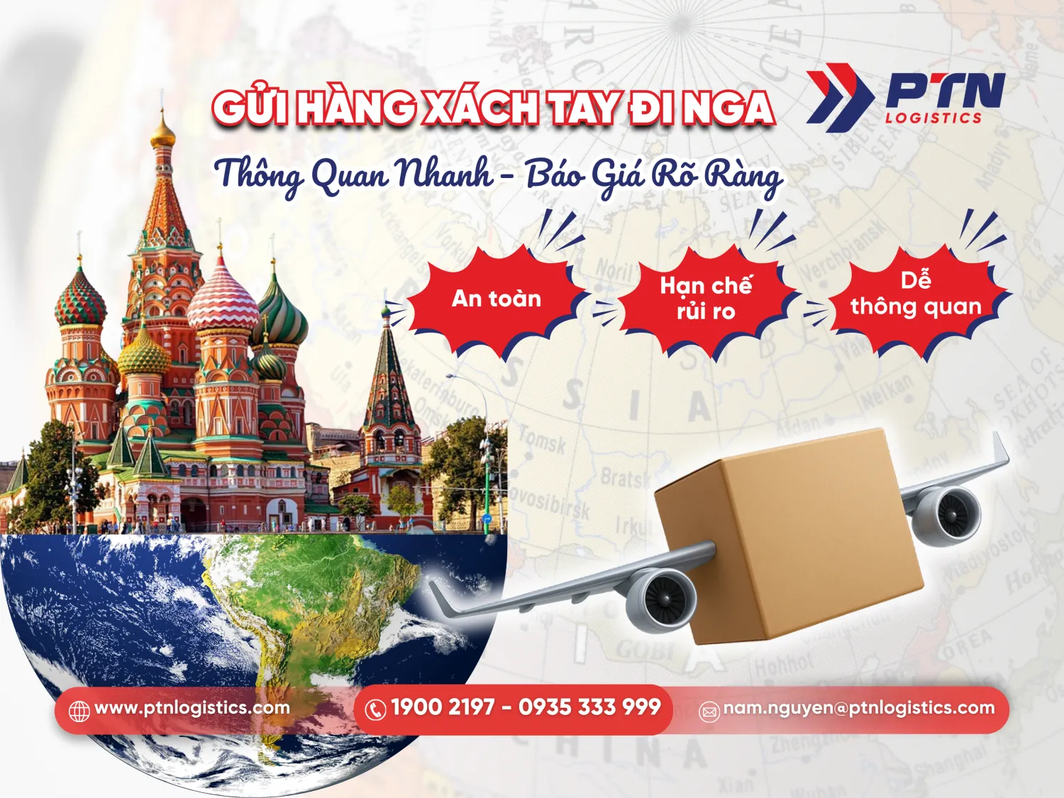 Gửi hàng xách tay đi Nga thông quan nnanh, báo giá rõ ràng