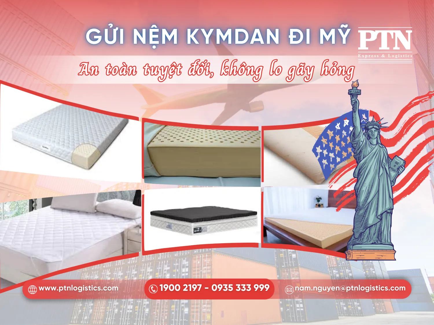 Gửi nệm kymdan đi Mỹ