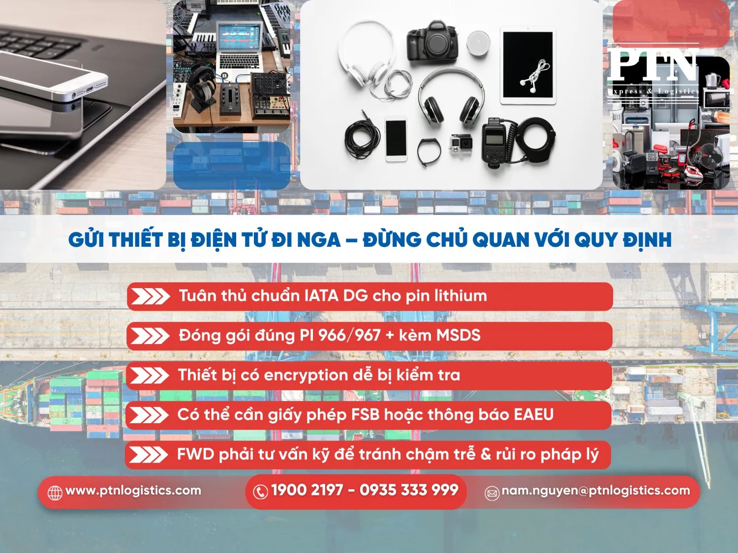 Gửi thiết bị điện tử đi Nga