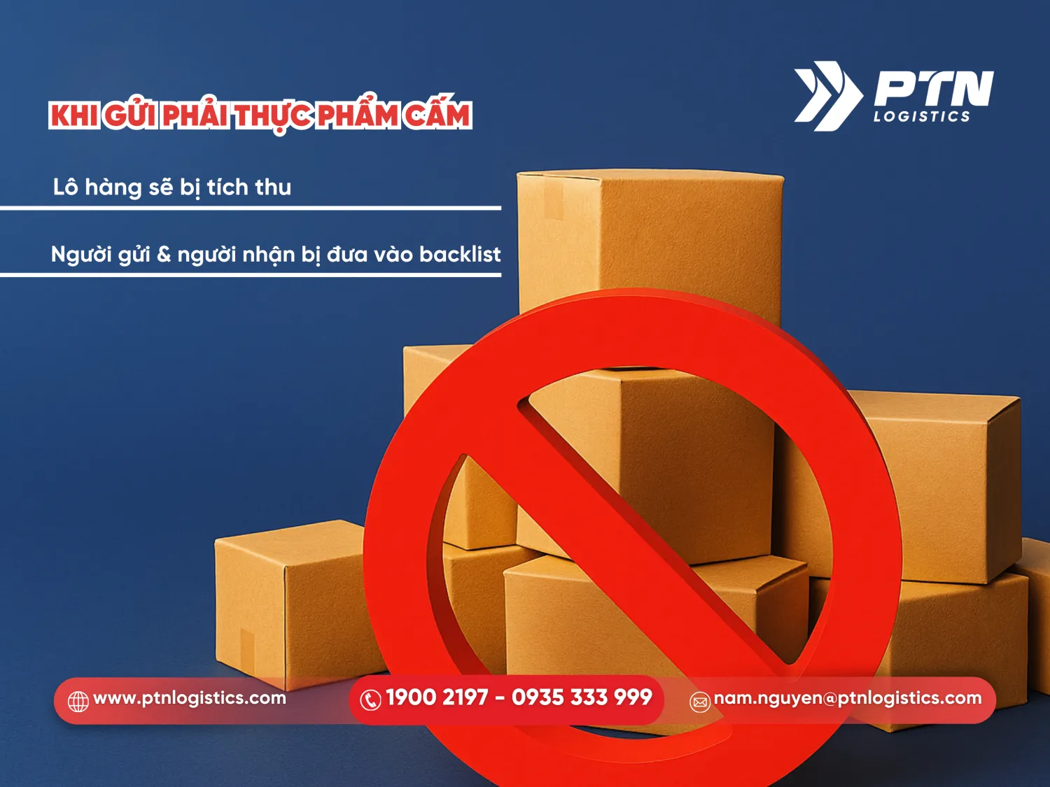 Khi gửi phải thực phẩm cấm sẽ bị đưa vào danh sách đen