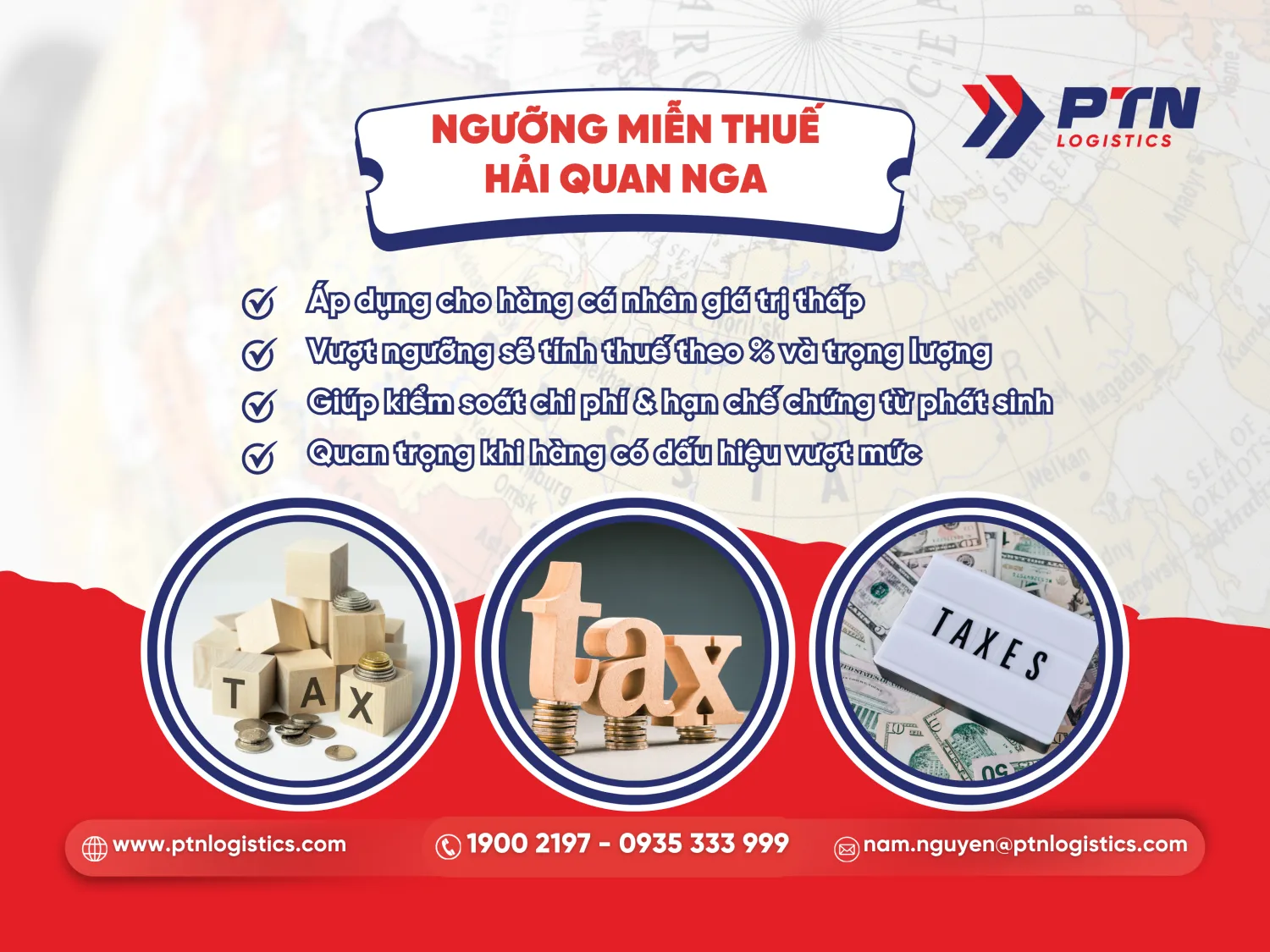 Ngưỡng miễn thuế hải quan tại Nga