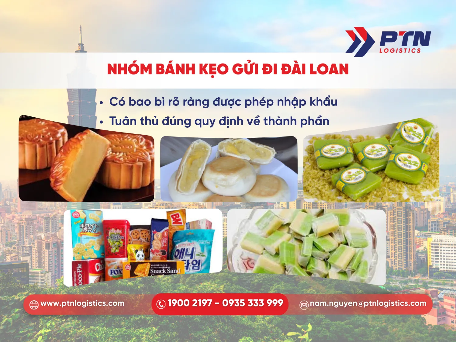 Nhóm bánh kẹo gửi đi Đài Loan từ Việt Nam