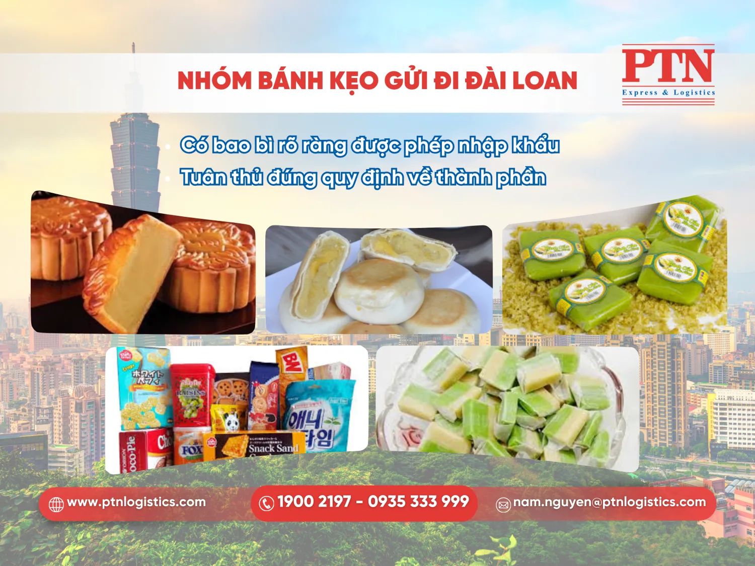 Nhóm bánh kẹo gửi đi Đài Loan
