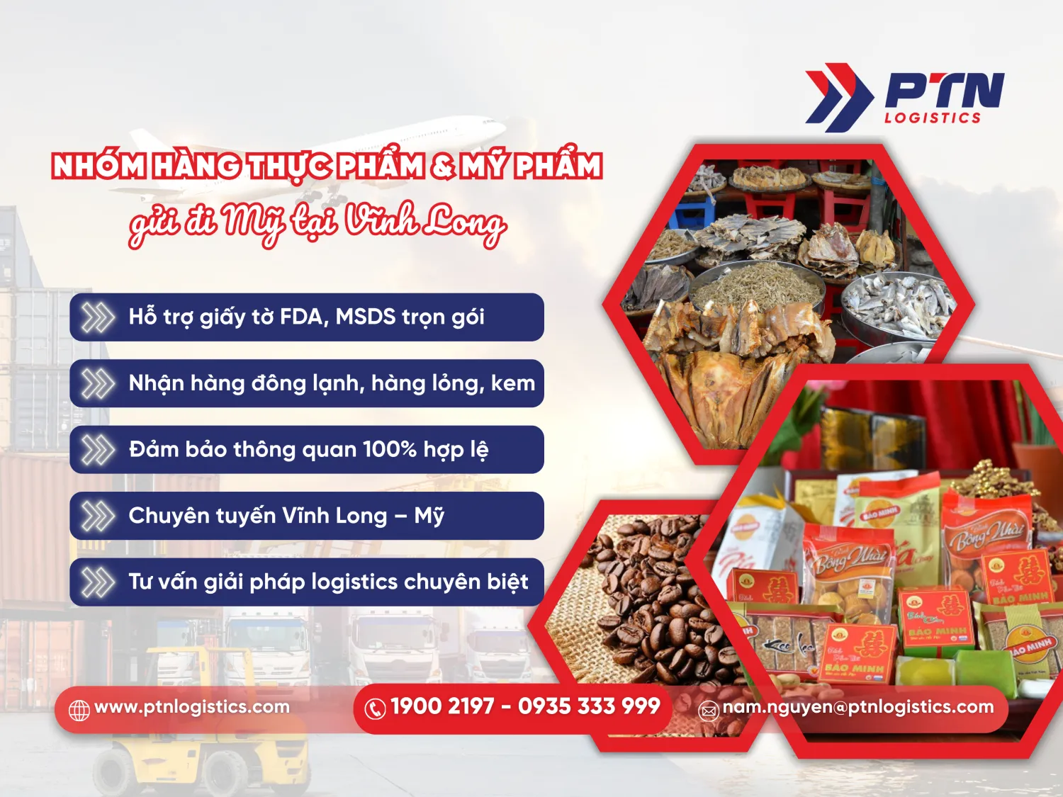 Nhóm hàng thực phẩm và mỹ phẩm gửi đi Mỹ